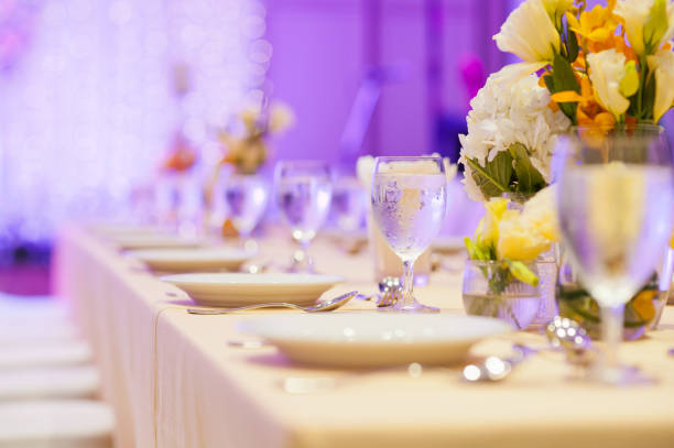 istock empty glasses wine in restaurant, glass water, campaign glass 1218187590
