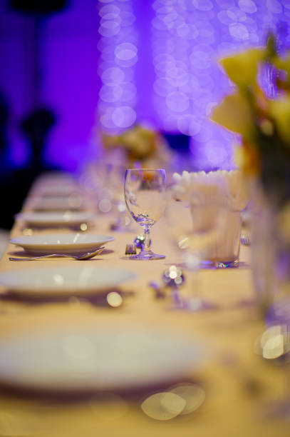 istock empty glasses wine in restaurant, glass water, campaign glass 1218187601