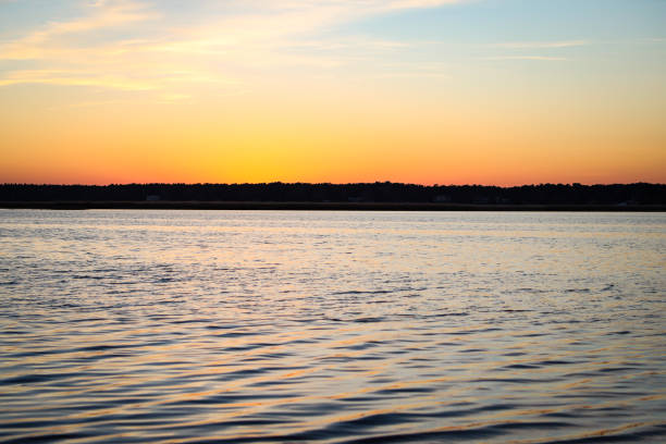 istock Blue riverside sunset in late evening. 1218189008