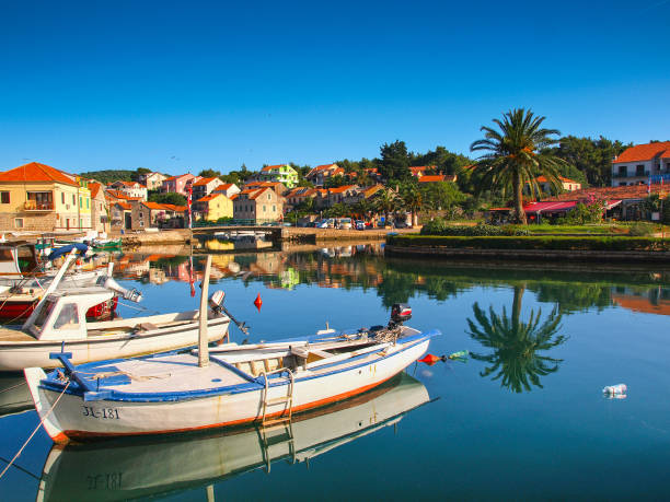 Morning reflections in Vrboska, Hvar island, Croatia - June 27th 2014:  Vrboska fishing village is an ideal destination for all those who are looking to benefit from the rich monumental heritage and natural beauties of Hvar island.