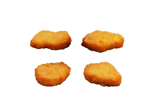 istock Delicious fried nuggets isolated on white background 1218194805