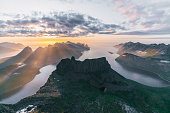 Scenic view on Senja Island from mountains