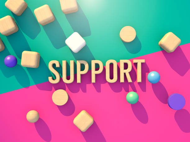 istock 3D illustration banner of support text word on colorful paper background  copy space 1218199130