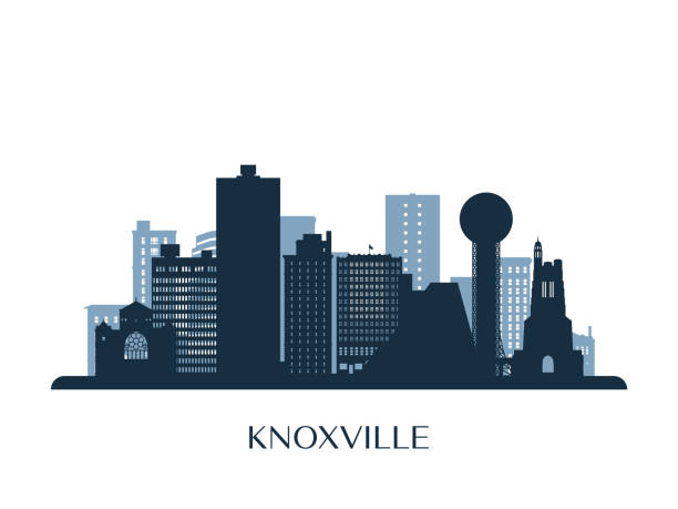 Knoxville skyline, monochrome silhouette. Vector illustration. Knoxville skyline, monochrome silhouette. Vector illustration. tennessee stock illustrations