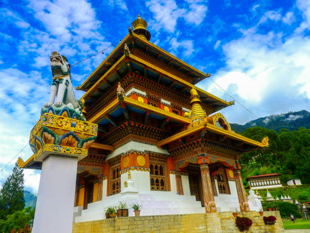 istock Temple outside Thimphu, Bhutan on a hillside 1218209847