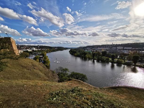 Moldovan river run to Prague stock photo