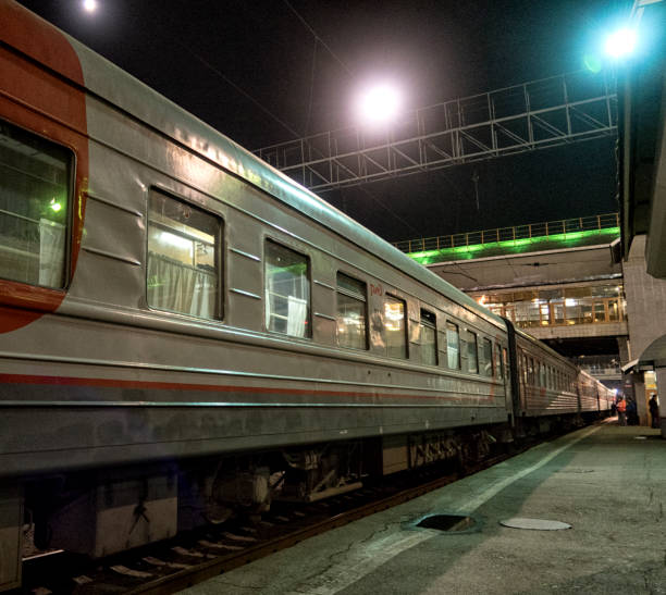 istock Passenger train on the railway. Railway transport. 1218213378