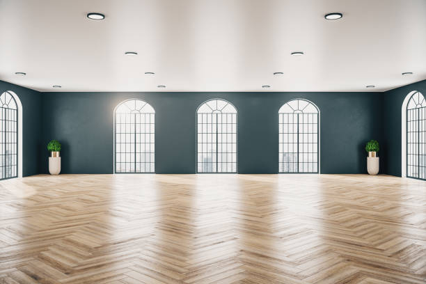 istock Gallery interior with wooden floor 1218213575