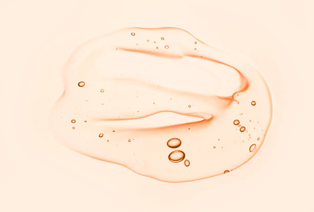 istock Blue gray transparent cosmetic gel with bubbles on isolated background 1218216540