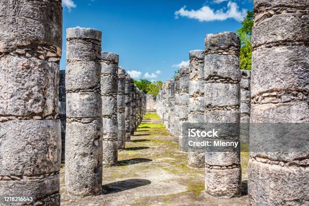 Thousand Columns Chichen Itza Maya Temple Of Warriors Mexico Stock Photo - Download Image Now