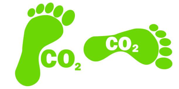 illustrazioni stock, clip art, cartoni animati e icone di tendenza di impronta di anidride carbonica - footprint carbon environment global warming