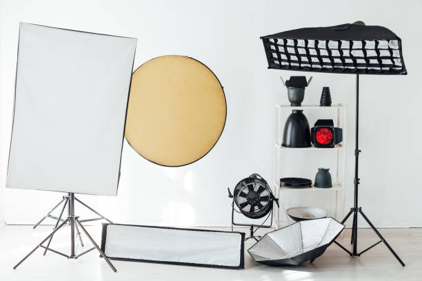 istock Flash photo studio accessories photographer equipment interior 1218224020