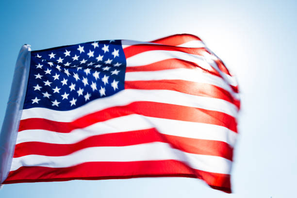 istock Close-up of American flag 1218230936