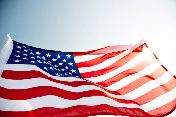 istock Close-up of American flag 1218231658