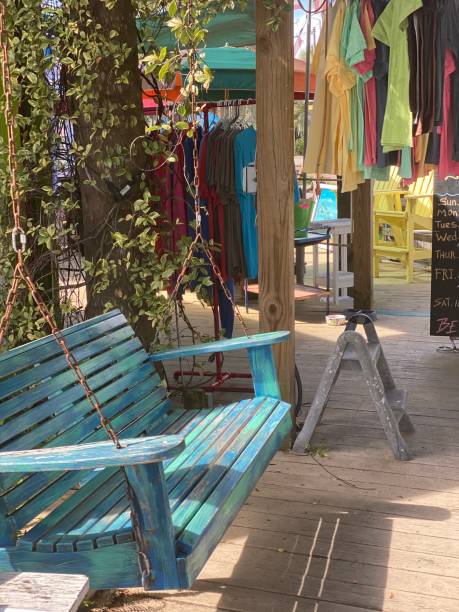 istock Porch swing painted in blues 1218231883