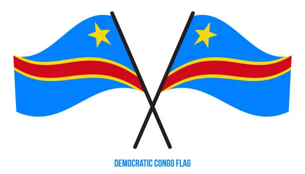 Vector illustration of Democratic Congo Flag Waving Vector Illustration on White Background. Democratic Congo National Flag