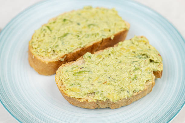 istock Avocado spread on the toasted bread served on the plate 1218236756
