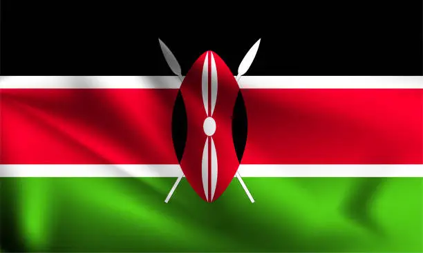 Vector illustration of Kenya flag waving