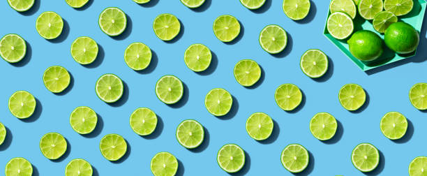 istock Fresh green limes overhead view 1218245296