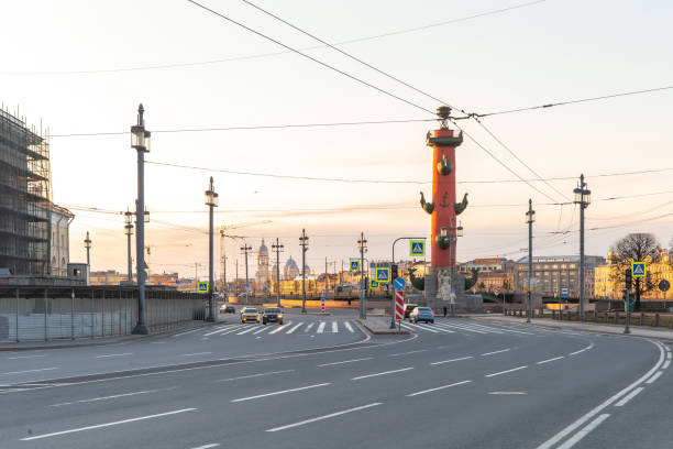 istock Weak traffic on the spit of Vasilievsky island. 1218250336