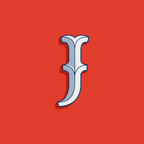ilustrações de stock, clip art, desenhos animados e ícones de j letter logo in classic sport team style. - retro revival basketball american culture sport