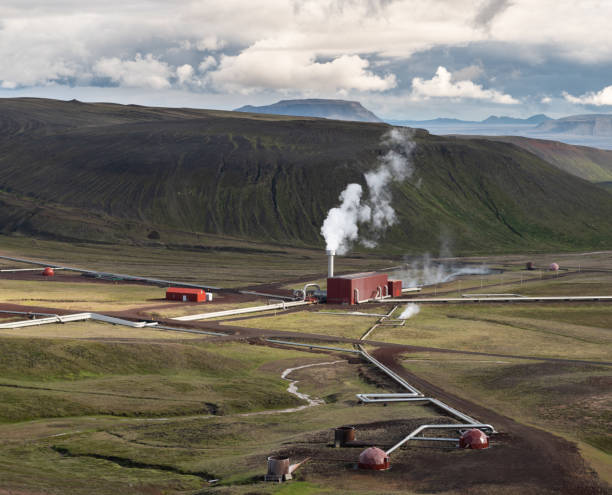 北アイスランドのクラフラ発電所 - iceland hot spring geothermal power station geyser ストックフォトと画像