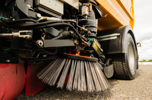 Brush on a road sweeper Brush on a road sweeper street sweeper stock pictures, royalty-free photos & images