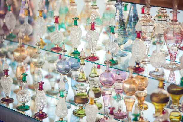 istock Arabic empty bottles for oil or perfume in the shop 1218267366