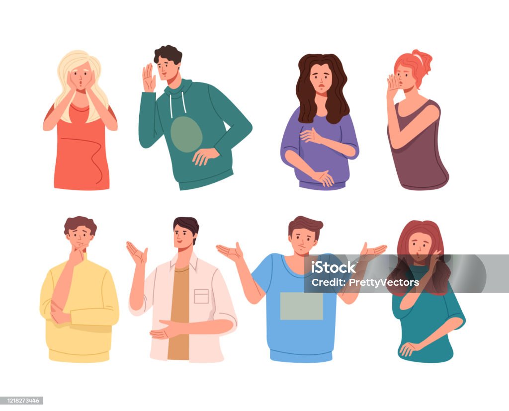 People Friends Characters Tell Rumors Gossip Vector Flat Cartoon Graphic  Design Illustration Set Collection Stock Illustration - Download Image Now  - iStock