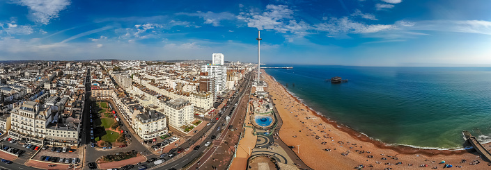 Aerial view of Brighton in sunny day, England