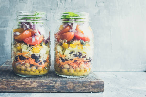 istock Fresh colorful salad in the jar 1218283655