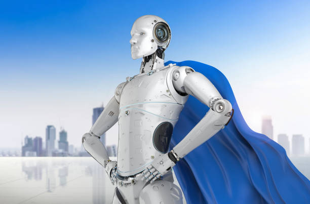 istock superhero cyborg with blue cloak 1218283680