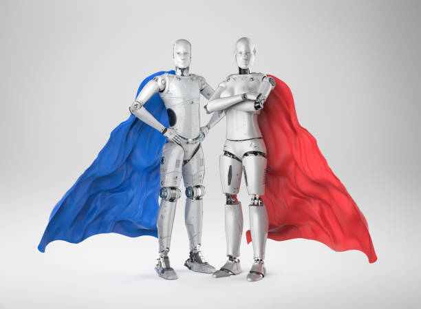 istock superhero cyborgs with red and blue cloaks 1218283682