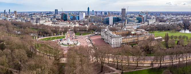 Aerial view of Green park in sunny day, London