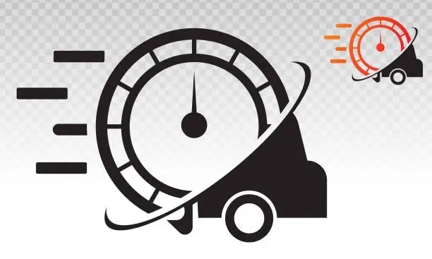 Vector illustration of fast shipping / delivery truck package flat icons for apps and websites