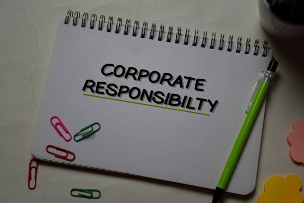 istock Corporate Responsibility write on a book isolated on office desk. 1218289319