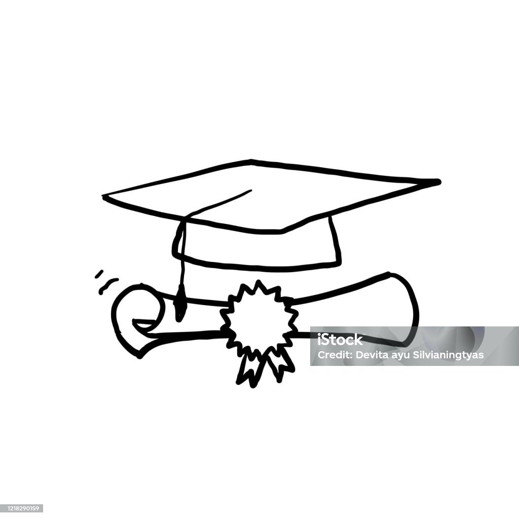 Vẽ Tay Mũ Tốt Nghiệp Và Cuộn Giấy Minh Họa Với Vector Kiểu Doodle ...