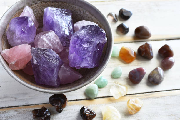 istock Amethyst and Rose Quartz Crystals 1218291636