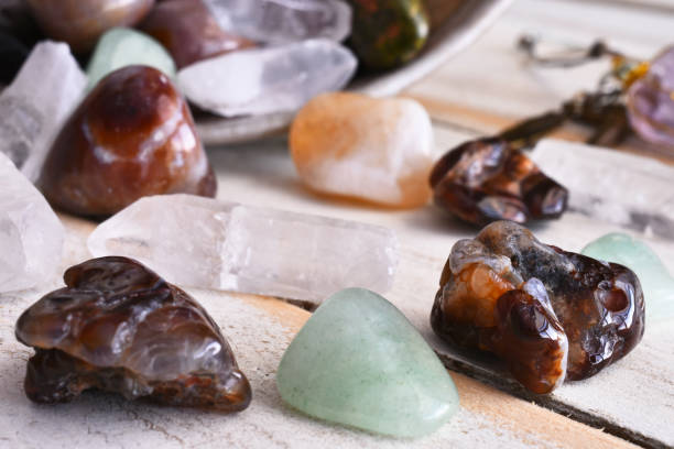 istock Fire Agate and Green Aventurine Crystals 1218291637