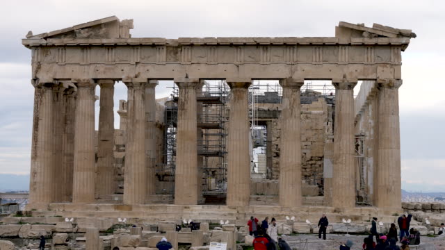 The main building on the Acropolis of Athens during the restoration