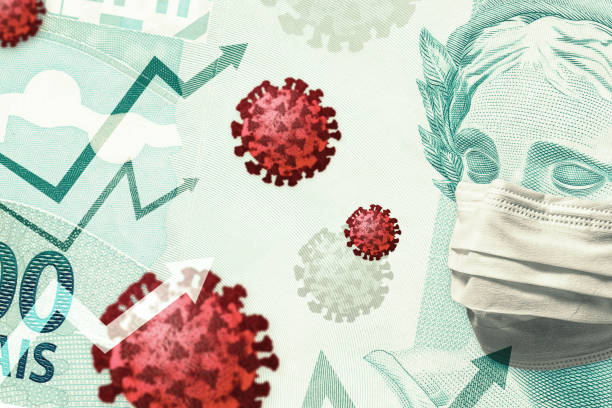 istock Increasing brazilian currency value / stock prices during coronavirus pandemic. Financial market trading concept. 1218296420
