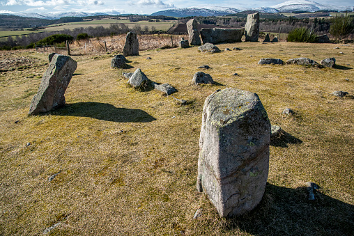 Tomnaverie Pictish stone circle. Cairngorms. Scotland.