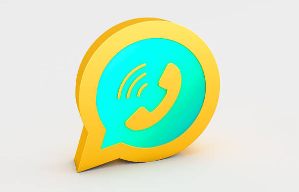 白い背景に分離されたwhatsappの黄金のロゴの3dレンダリング - telephone receiver ストックフォトと画像