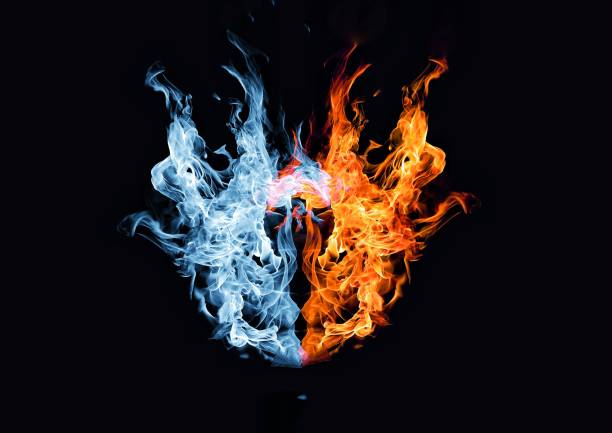 istock Abstract fireball with red and blue flames 1218304407