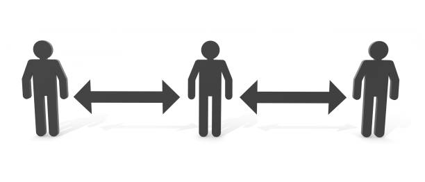 istock Leave a space with the next person. Distance not to be infected. 3D rendering 1218305299