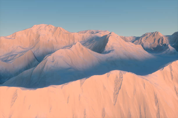 istock A stretch of snow mountain with blue sky, 3d rendering. 1218315318