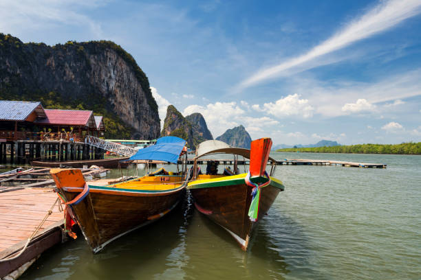 istock Koh Panyee port with limestone mountain, Phang Nga 1218317546