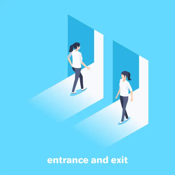 Vector illustration of entrance and exit