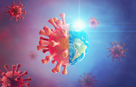 Coronavirus covid-19 warning to world - 3d rendered image
