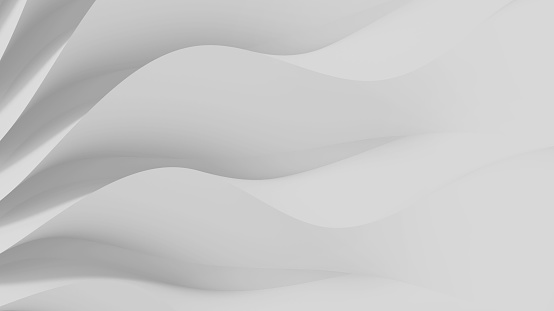 Fondo tridimensional paramétrico abstracto moderno de un conjunto de pétalos tridimensionales blancos ondulados que convergen en un centavo. Ilustración 3D photo